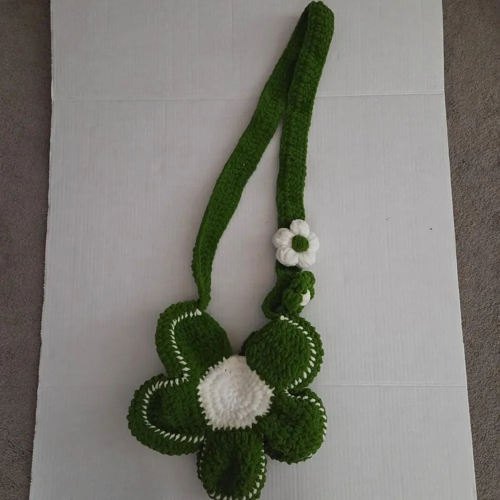 Flower Shape Hand Crocheted Shoulder Crossbody Bag